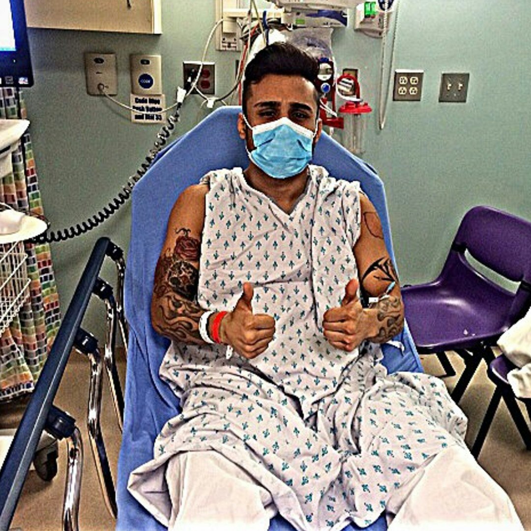 Hansel Aquino was diagnosed with a rare form of cancer in his left leg called Epithelioid Sarcoma. Doctors told Aquino he only had three months to live and if there was any chance to prolong his life, he would have to have his left leg amputated. Aquino refused and opted for surgery to remove six muscles from his upper left leg instead.
Photo Credit: Hansel Aquino